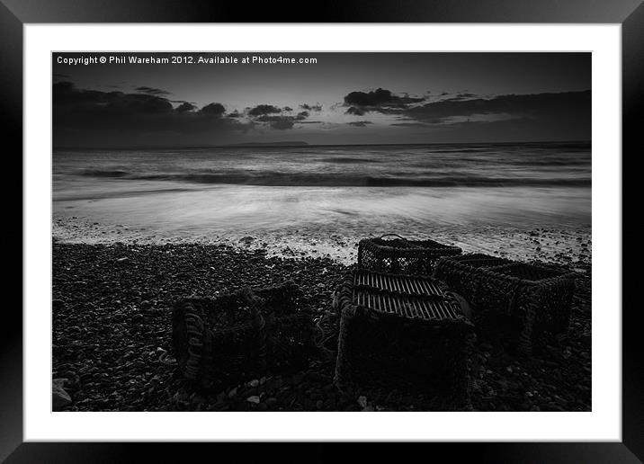 Black and White Crab Pots Framed Mounted Print by Phil Wareham