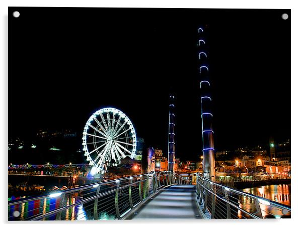 Torquay Harbour & Olympic Ferris Wheel Acrylic by Paul Mirfin