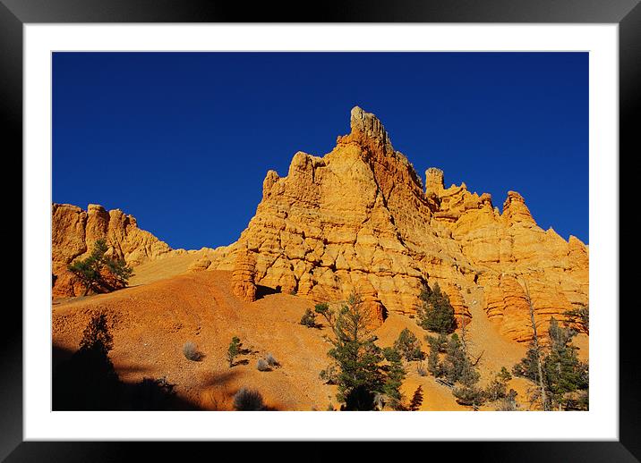 Orange rocks in Casto Canyon, Utah Framed Mounted Print by Claudio Del Luongo