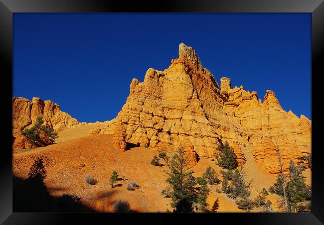 Orange rocks in Casto Canyon, Utah Framed Print by Claudio Del Luongo