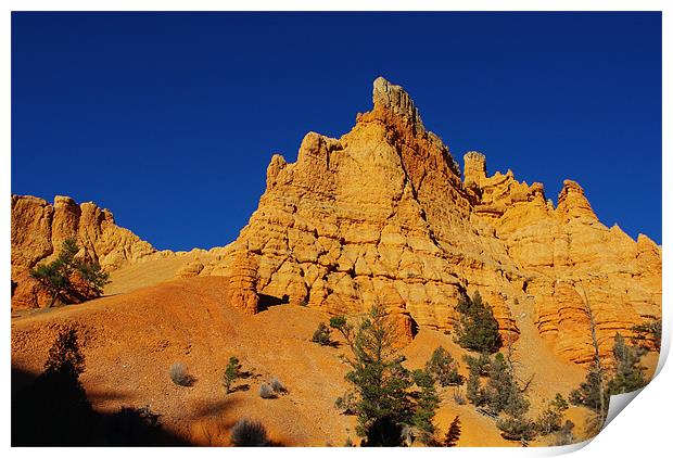 Orange rocks in Casto Canyon, Utah Print by Claudio Del Luongo