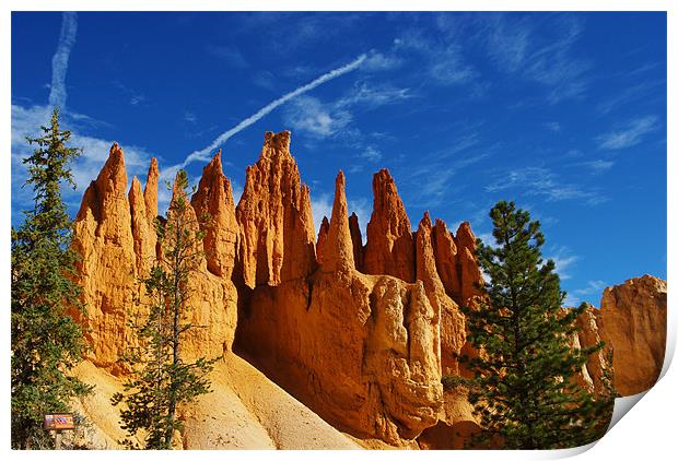 Fantastic orange rock towers, Bryce, Utah Print by Claudio Del Luongo