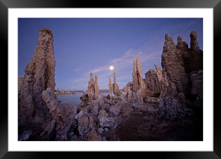Full moon at Mono Lake Framed Mounted Print by peter schickert