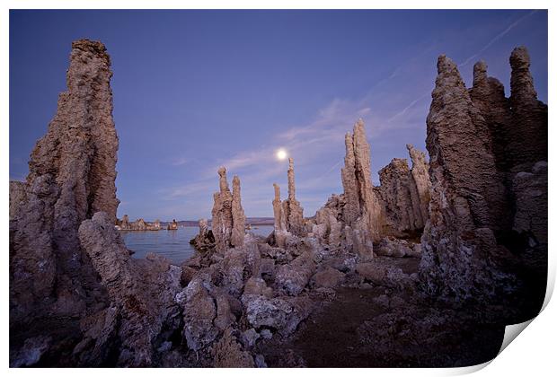 Full moon at Mono Lake Print by peter schickert