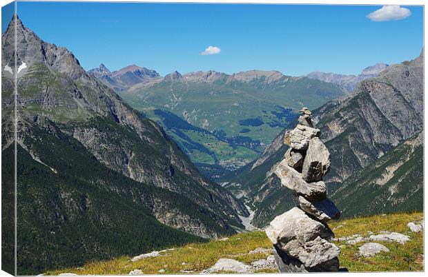 High mountain scenery high above Scuol, Switzerlan Canvas Print by Claudio Del Luongo