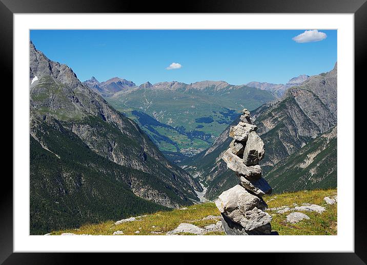 High mountain scenery high above Scuol, Switzerlan Framed Mounted Print by Claudio Del Luongo