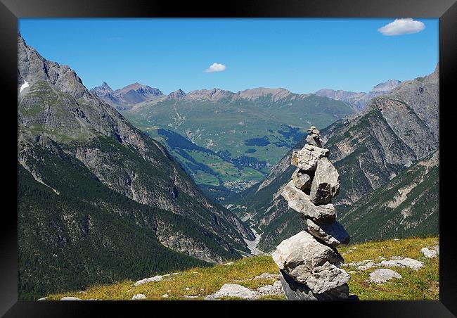 High mountain scenery high above Scuol, Switzerlan Framed Print by Claudio Del Luongo