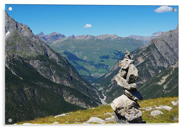 High mountain scenery high above Scuol, Switzerlan Acrylic by Claudio Del Luongo