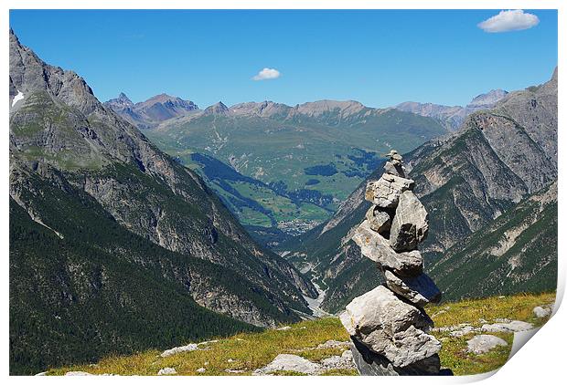 High mountain scenery high above Scuol, Switzerlan Print by Claudio Del Luongo