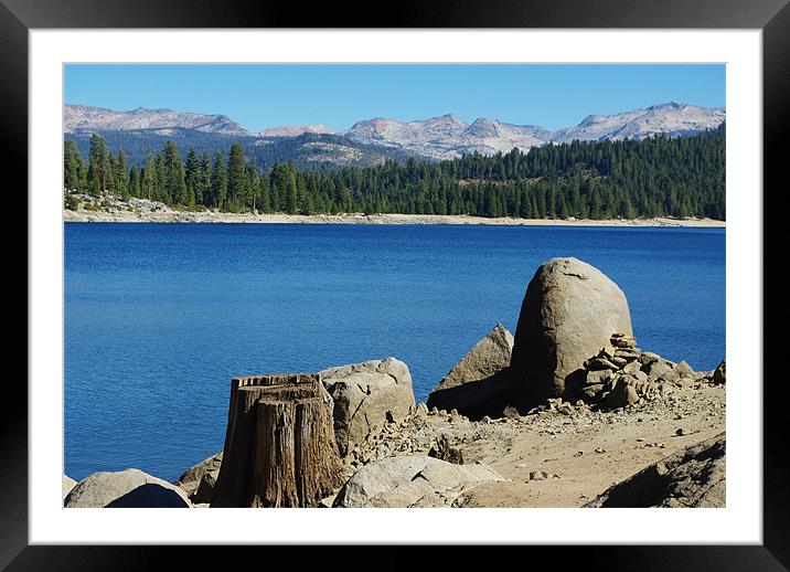 Lakeshore, Ice House Reservoir, California Framed Mounted Print by Claudio Del Luongo