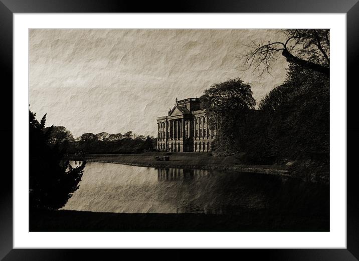 LYME HOUSE B/W Framed Mounted Print by malcolm fish