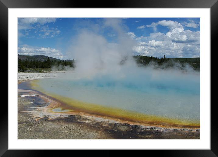 Multicoloured hot pool,Yellowstone Framed Mounted Print by Claudio Del Luongo