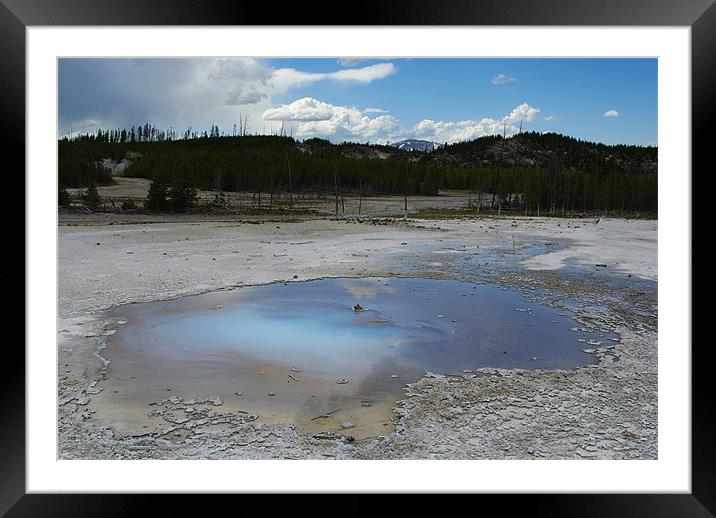 Pearl blue hot pool, Yellowstone Framed Mounted Print by Claudio Del Luongo