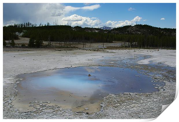 Pearl blue hot pool, Yellowstone Print by Claudio Del Luongo
