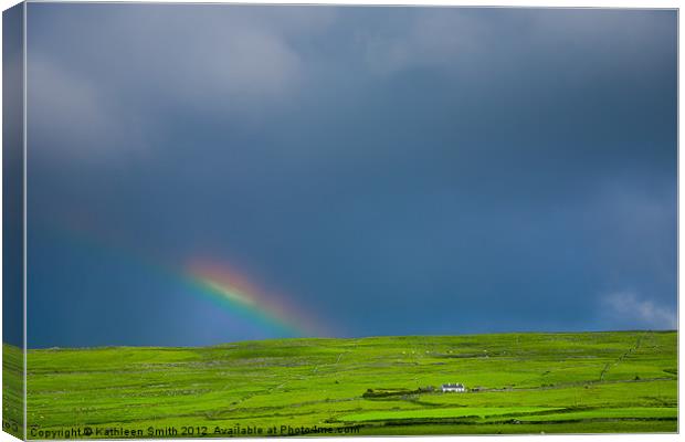 Green hill and rainbow Canvas Print by Kathleen Smith (kbhsphoto)