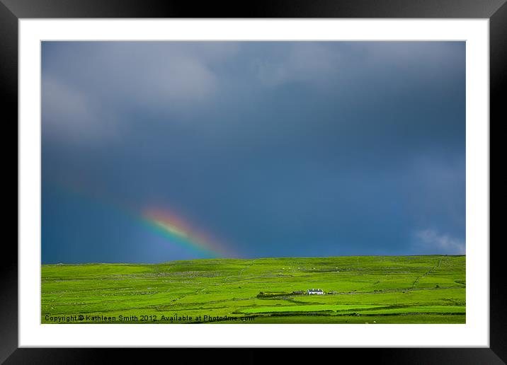 Green hill and rainbow Framed Mounted Print by Kathleen Smith (kbhsphoto)