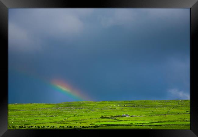 Green hill and rainbow Framed Print by Kathleen Smith (kbhsphoto)