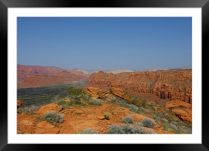 Snow Canyon, Utah Framed Mounted Print by Claudio Del Luongo