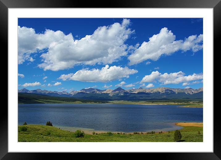 View of Taylor Park Reservoir with Rocky Mountains Framed Mounted Print by Claudio Del Luongo