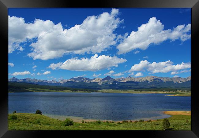 View of Taylor Park Reservoir with Rocky Mountains Framed Print by Claudio Del Luongo