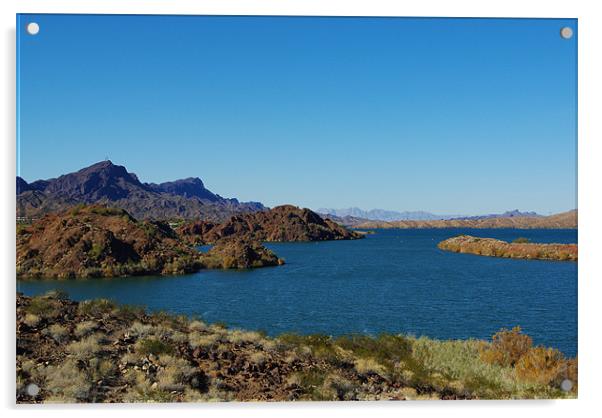 Lake Havasu and mountains, Arizona Acrylic by Claudio Del Luongo