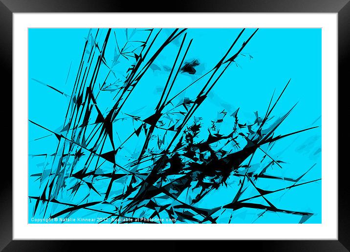 Strike Out Turquoise and Black Abstract Framed Mounted Print by Natalie Kinnear