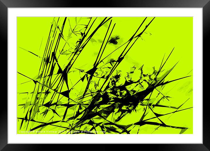 Strike Out Lime Green and Black Abstract Framed Mounted Print by Natalie Kinnear