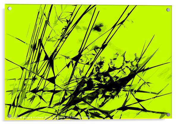 Strike Out Lime Green and Black Abstract Acrylic by Natalie Kinnear