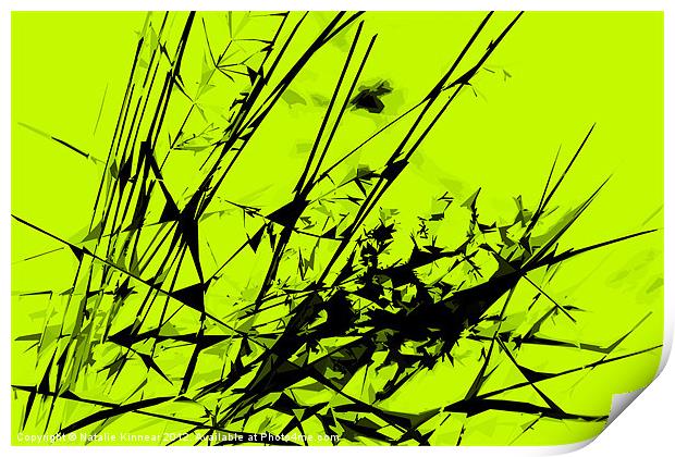 Strike Out Lime Green and Black Abstract Print by Natalie Kinnear
