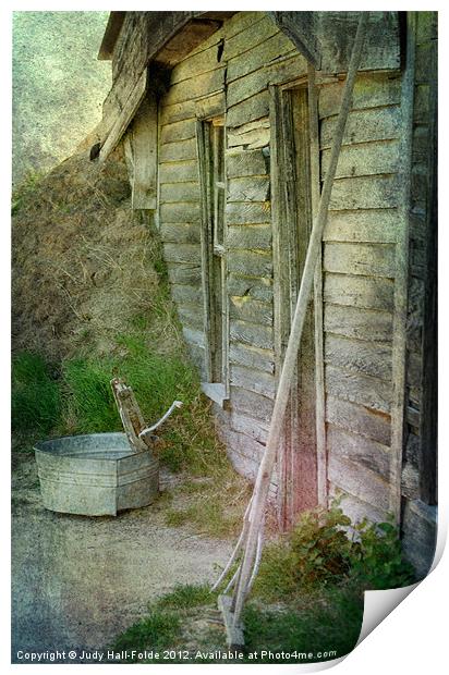 Memories in Sod and Weathered Wood Print by Judy Hall-Folde