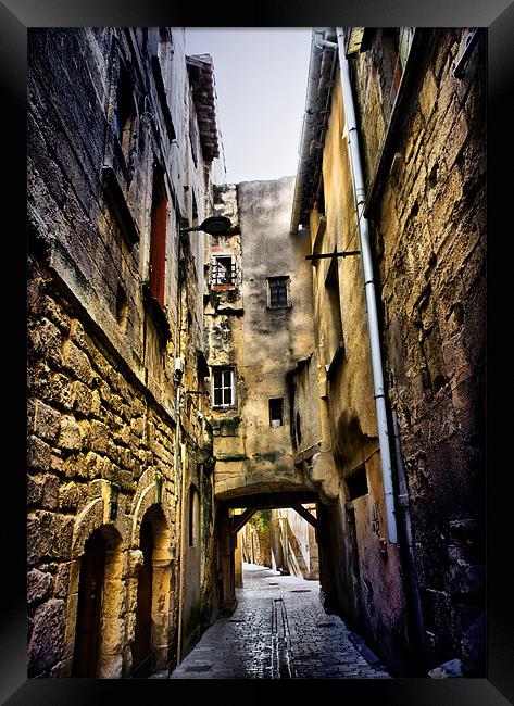 Grungy French Alleyway Framed Print by Jacqi Elmslie