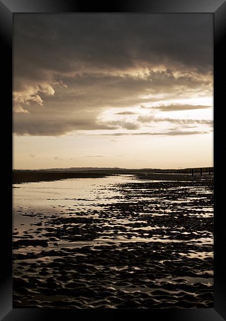 Low tide at camber sands Framed Print by Dawn Cox