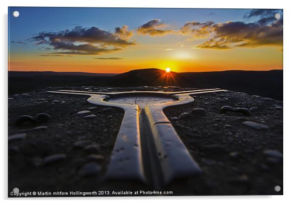 Mam Tor, Trigpoint Sunset Acrylic by mhfore Photography