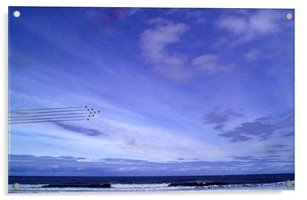 Coast -  Red arrows 3 Sunderland air show.  Acrylic by David Turnbull