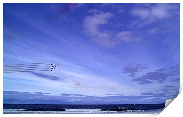Coast -  Red arrows 3 Sunderland air show.  Print by David Turnbull