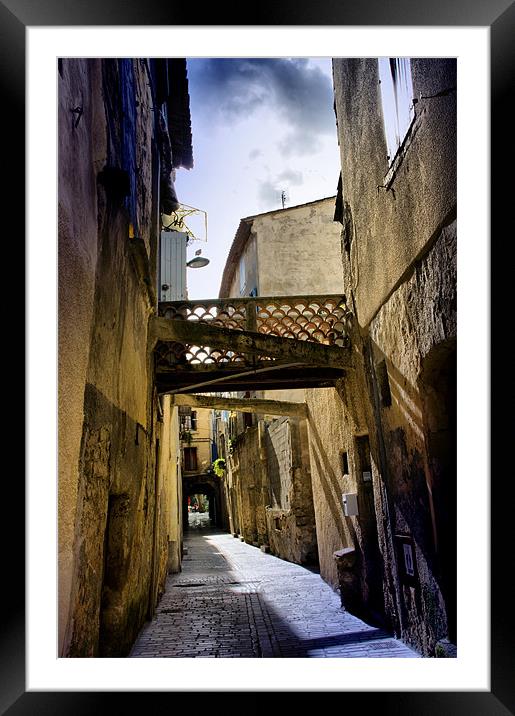 Grungy Alley in Sommieres Framed Mounted Print by Jacqi Elmslie