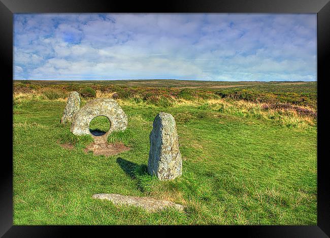Men-An-Tol at Madryn Cornwall Framed Print by Dave Bell