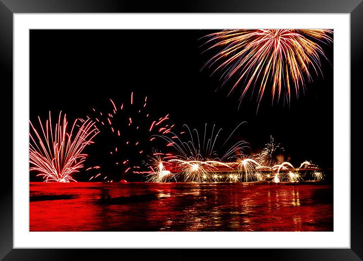 Cromer Pier New Years Fireworks Framed Mounted Print by Paul Macro