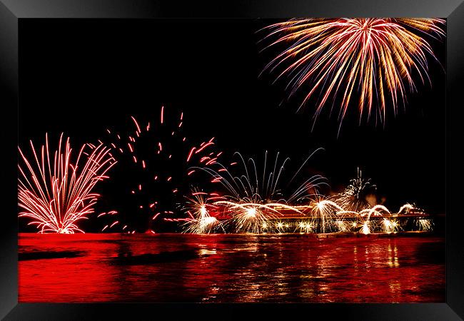 Cromer Pier New Years Fireworks Framed Print by Paul Macro