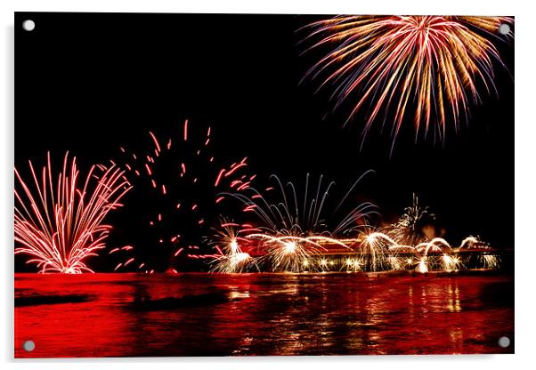 Cromer Pier New Years Fireworks Acrylic by Paul Macro