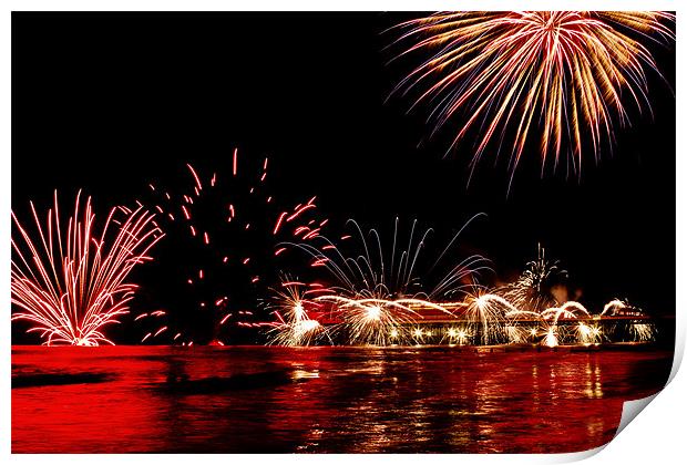 Cromer Pier New Years Fireworks Print by Paul Macro