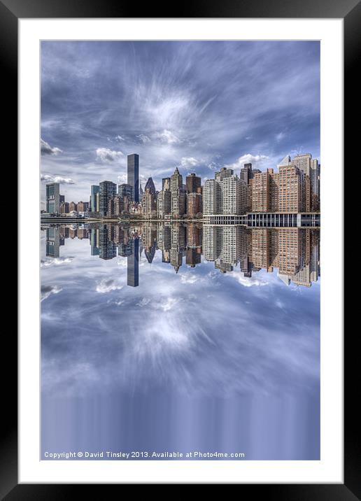 Manhattan Reflected Framed Mounted Print by David Tinsley