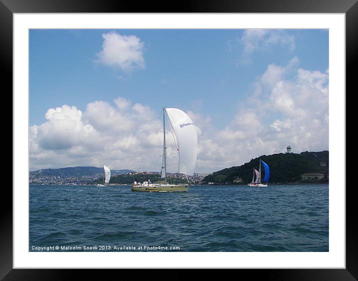Yachts on the Bosphorus Framed Mounted Print by Malcolm Snook