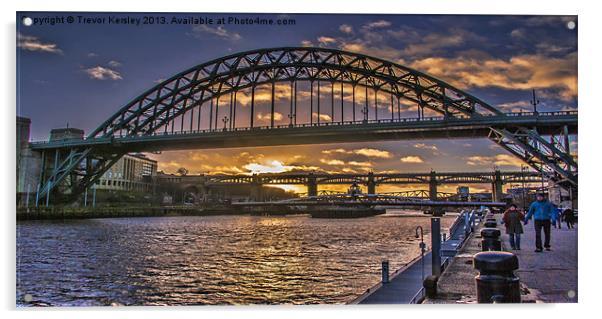 Newcastle Sunset Acrylic by Trevor Kersley RIP