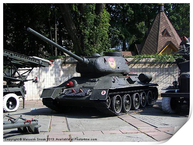 Veteran Russian Tank Print by Malcolm Snook