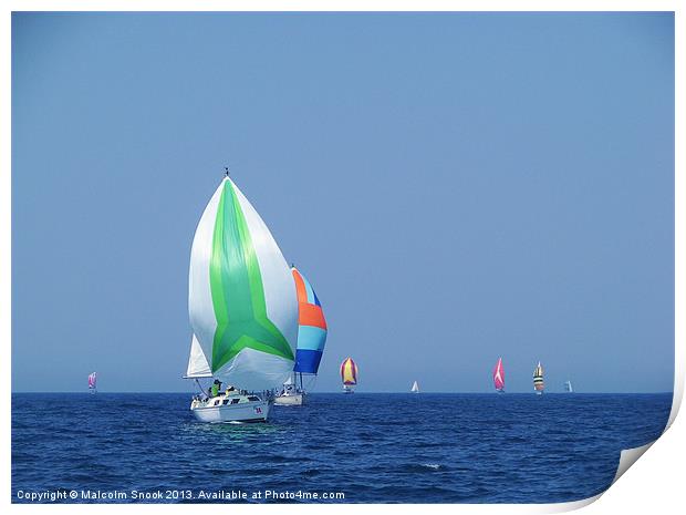 Colourful Yacht Spinnakers Print by Malcolm Snook