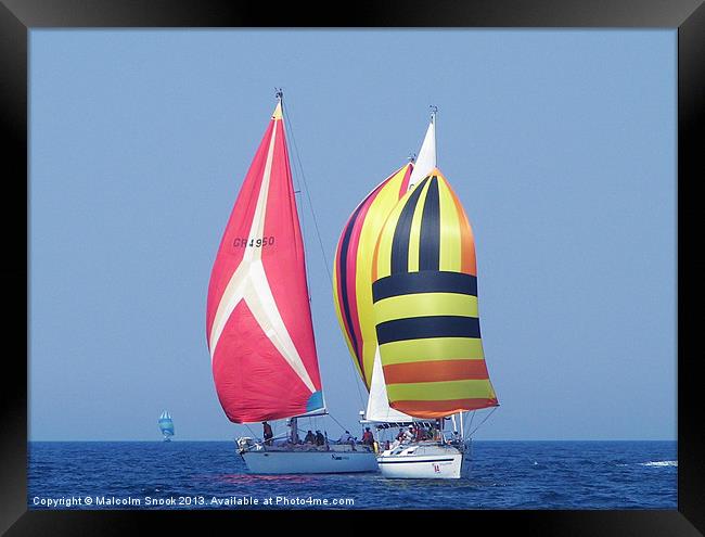 Spinnakers at close quarters Framed Print by Malcolm Snook