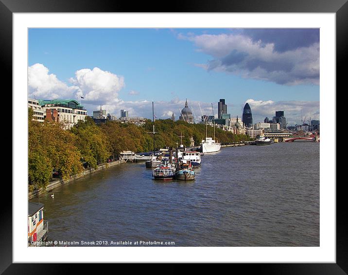 Ships on the Thames Framed Mounted Print by Malcolm Snook
