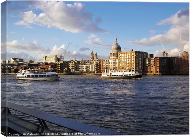 St Pauls across the river Canvas Print by Malcolm Snook