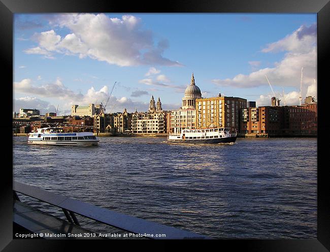St Pauls across the river Framed Print by Malcolm Snook